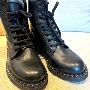 Italian Leather Black Boots with Metal Studs